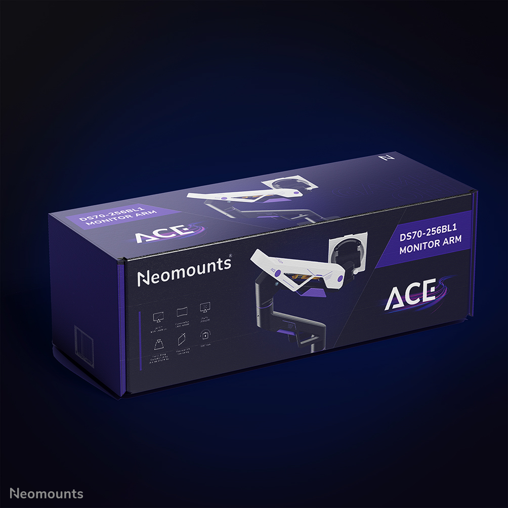 Neomounts DS70-256BL1 Gaming monitor arm 24-57" - gas spring - Topfix - 180°-stop